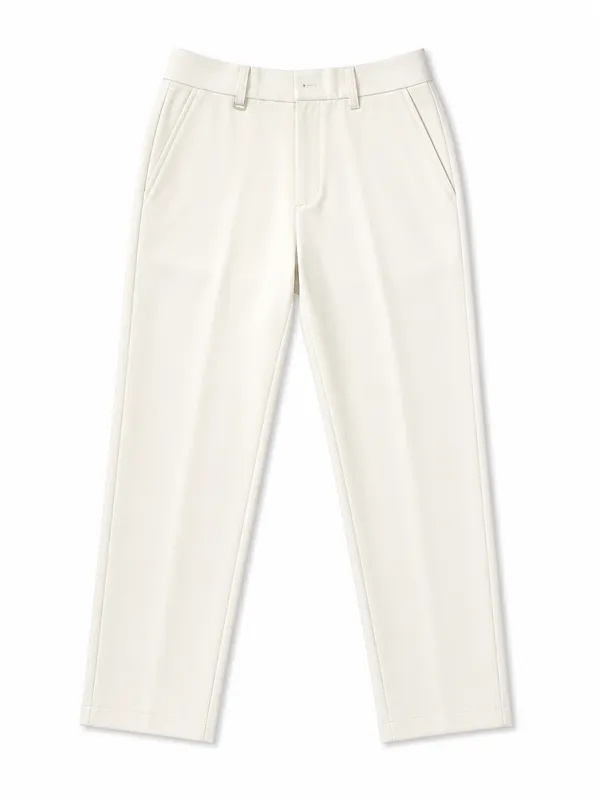Men’ Ivory Tailored Trousers – Premium Straight Fit