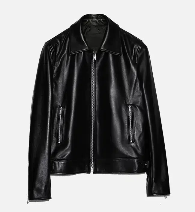 Men' Minimal Black Leather Jacket