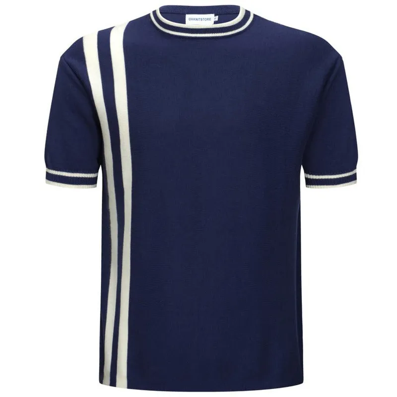 Men' Navy Knit Tee With White