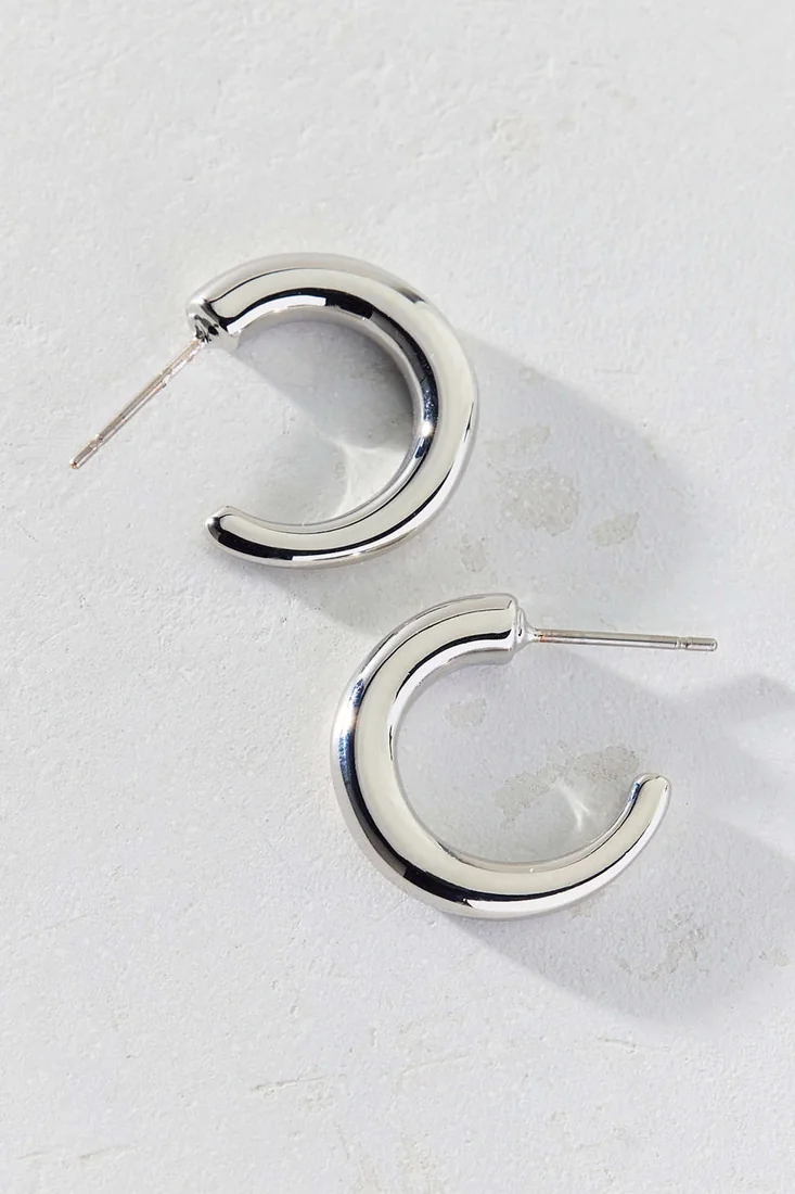 Clean Chunky Tube Hoop Earring