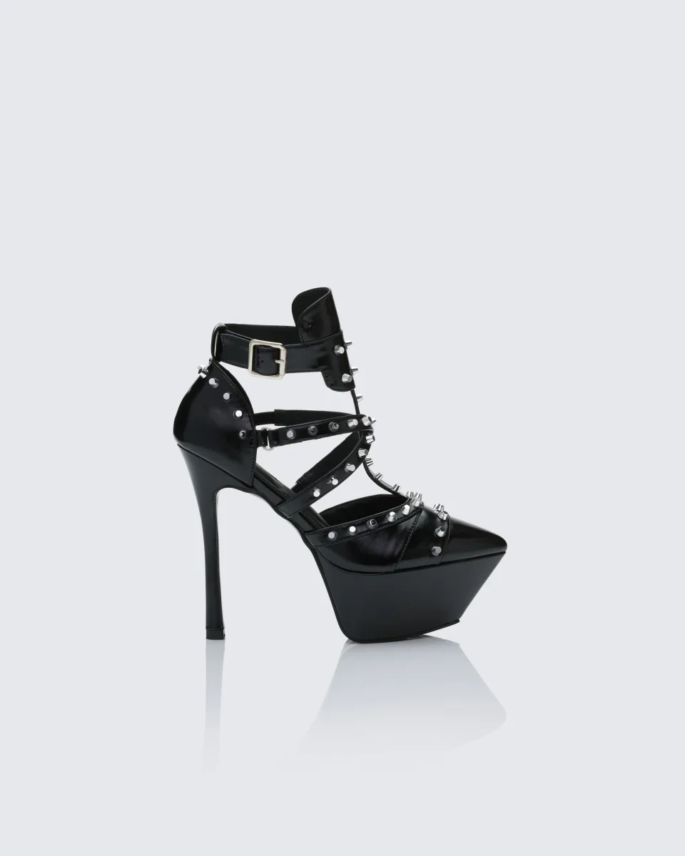 Micaiah Black Studded Strapped Shoes