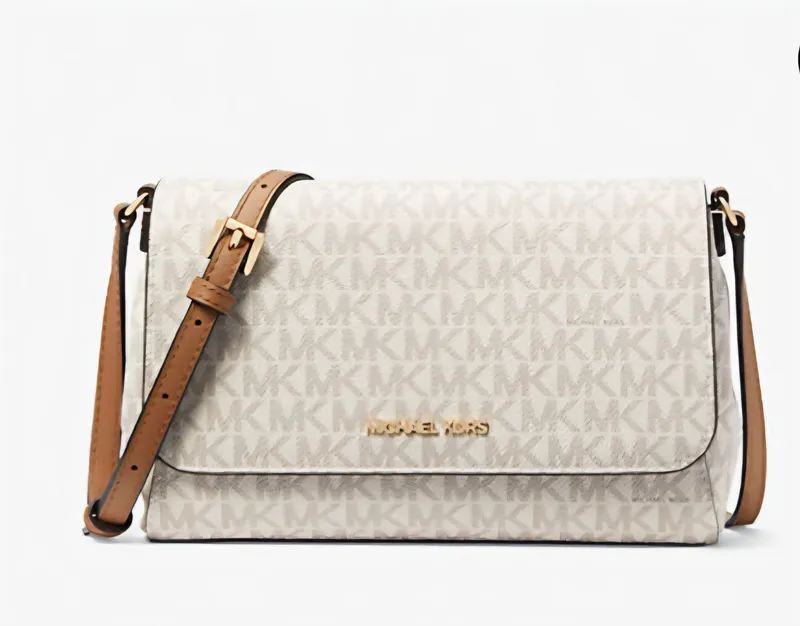 Michael Kors Tan And White Crossbody