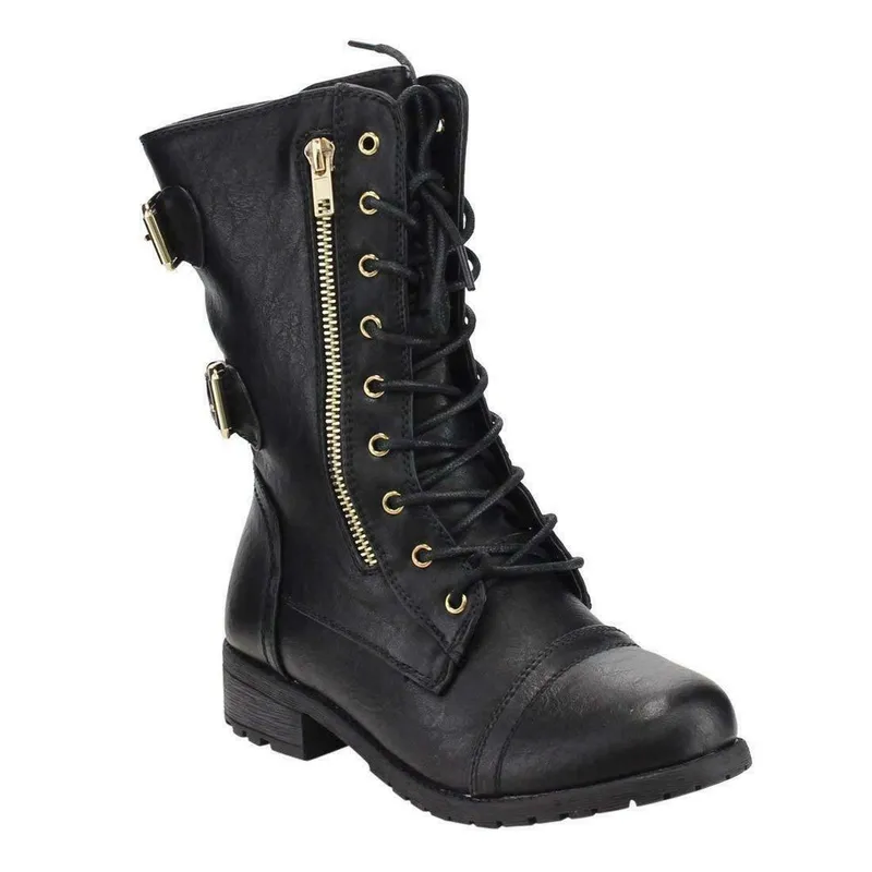 Mid-calf Combat Boots