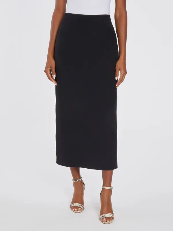Midi Column Skirt, Stretch Crepe