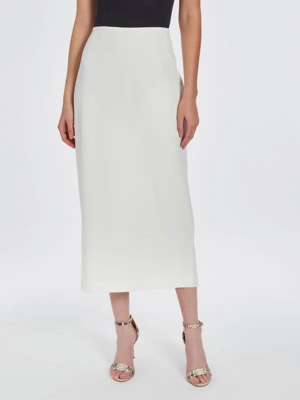 Midi Column Skirt, Stretch Crepe