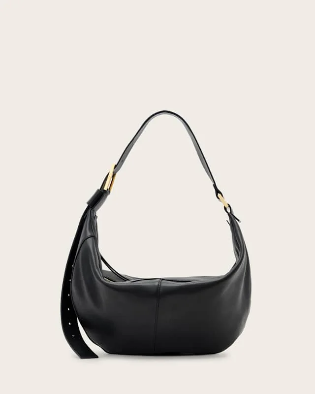 Luna Slouchy Leather Shoulder Bag Black