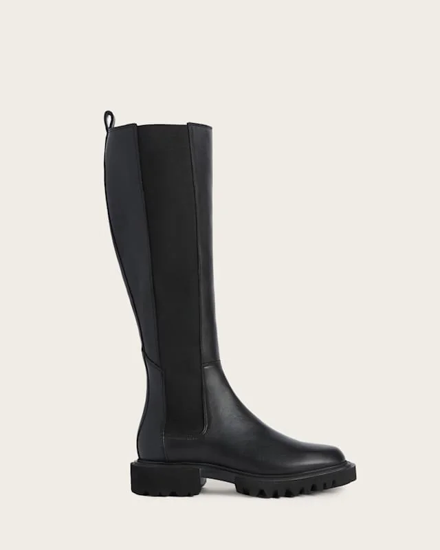 Maeve Leather Knee High Boots Black