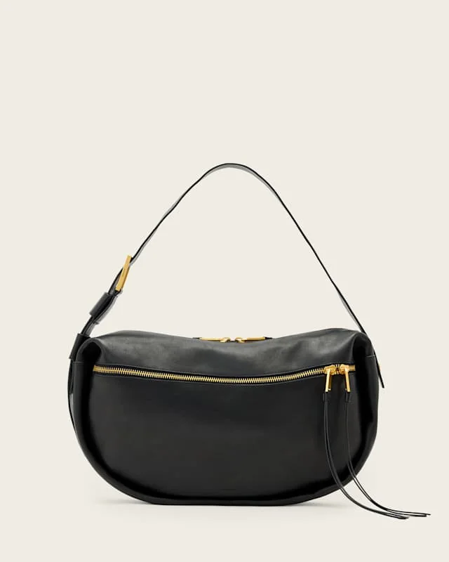 Noemie Leather Shoulder Bag Black