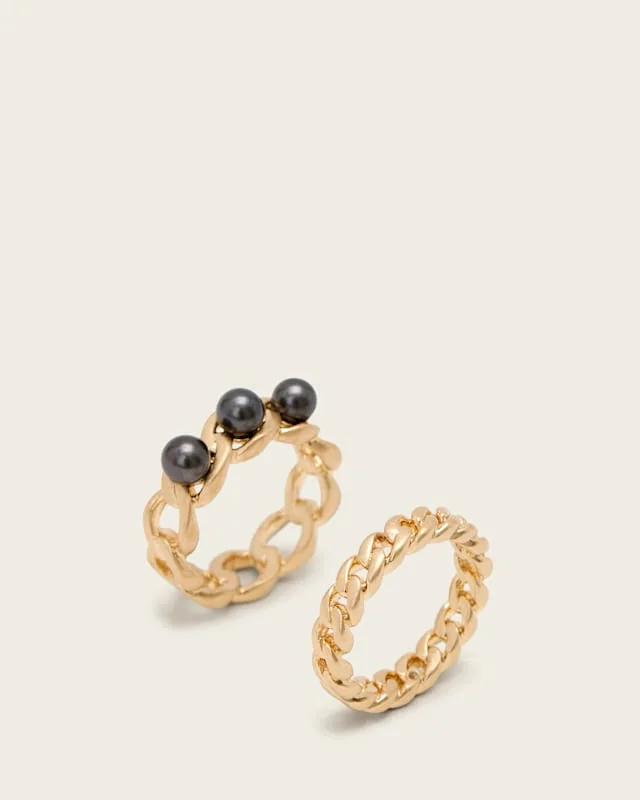 Rue Chain Ring WARM BRASS/GREY