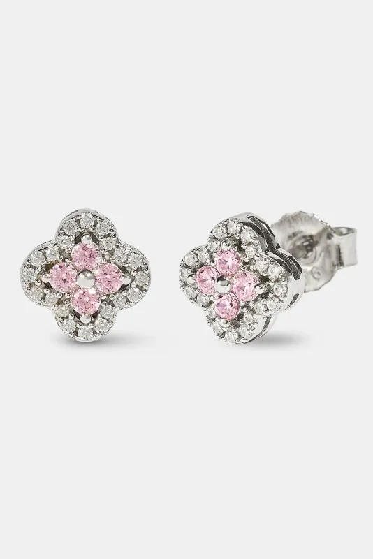 Motif Cross Stud Earrings White
