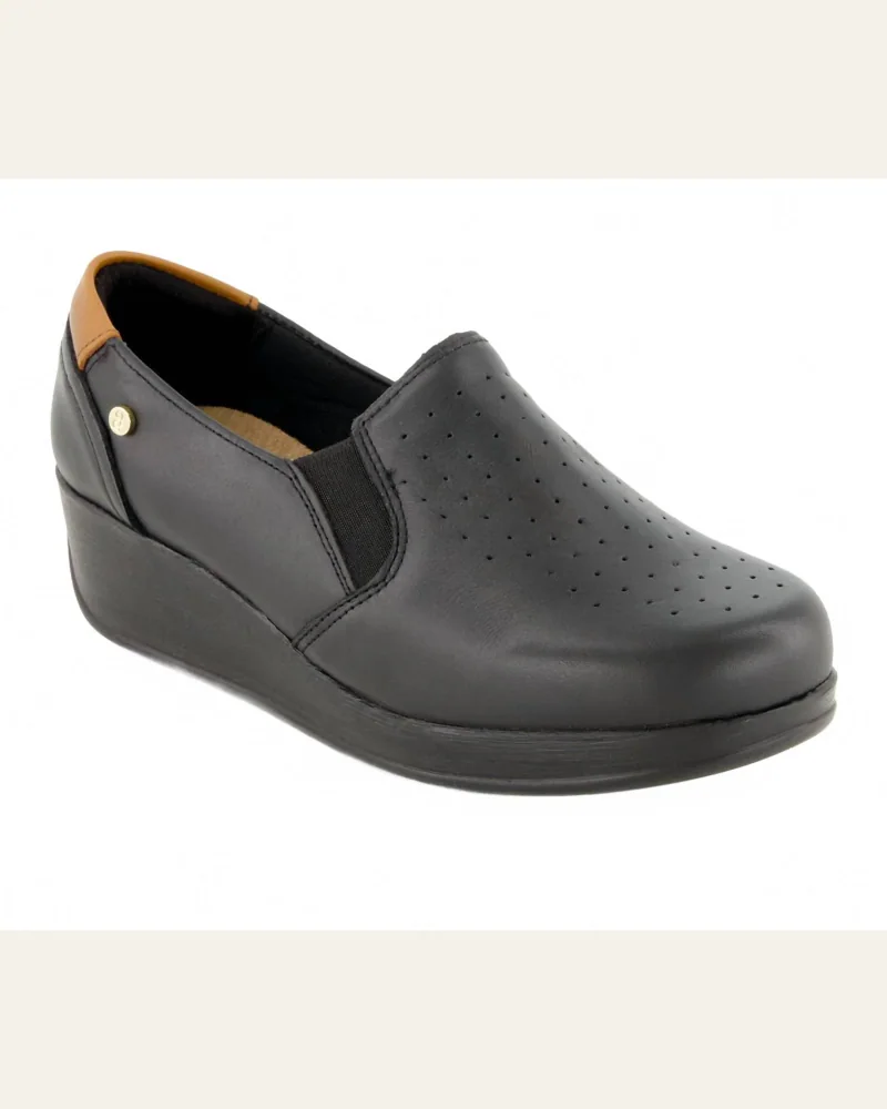 Women's Leather Platform Loafers In Black