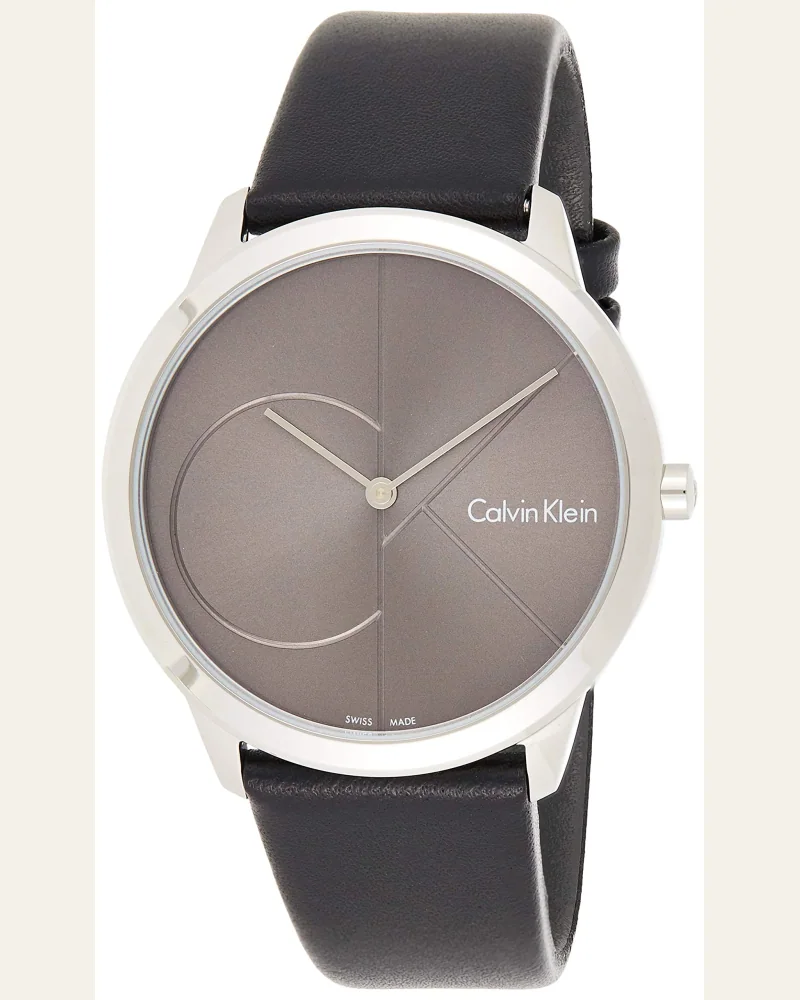 Calvin Klein K3M211C3 Minimal Quartz Men's Watch – Black Dial & Black Leather Strap