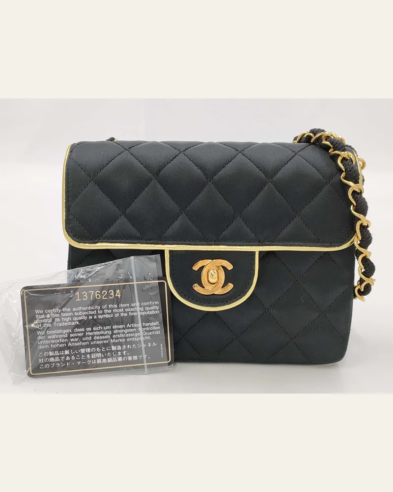 CHANEL Chain Shoulder Mini Satin Black/Gold Shoulder Bag