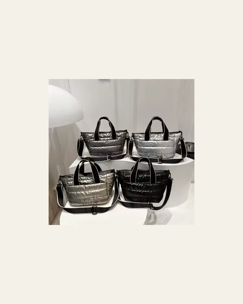 2025 Winter Luxury Quilted Tote Bag Women Fashion Down Puffer Shoulder Bag Large Capacity Crossbody Messenger Purse Nylon Gift