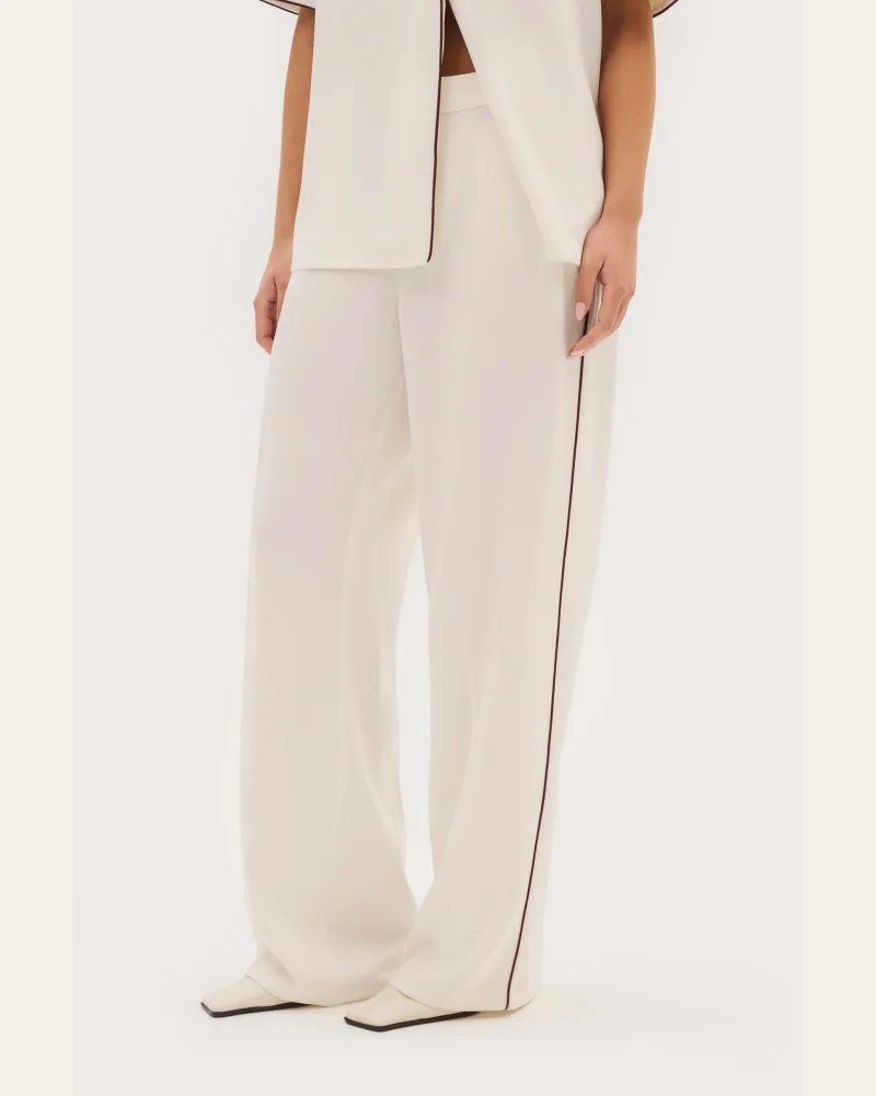 Piped Tailored Trousers - Cream