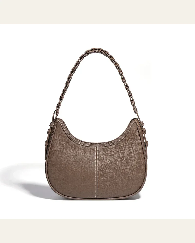 P108 - Women's Genuine Leather Half Moon Bag - Underarm Crossbody Shoulder Handbag