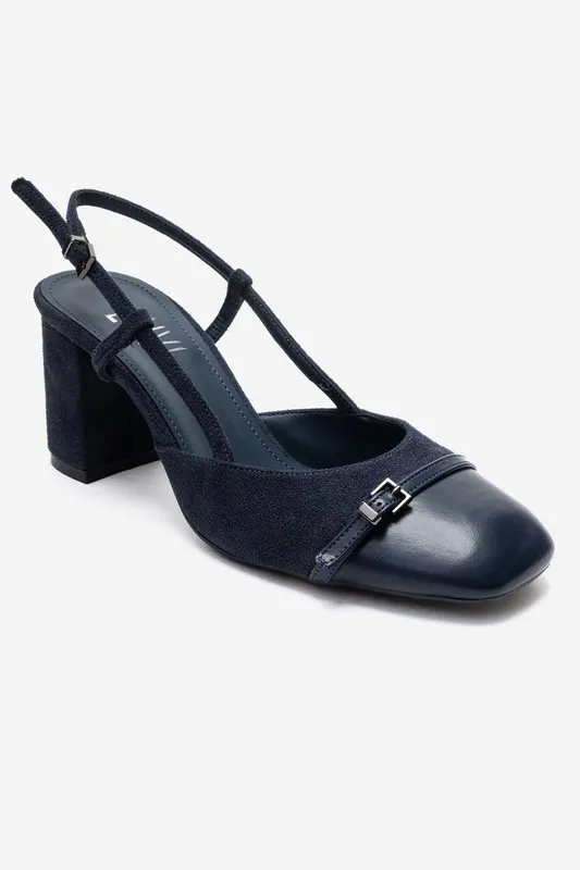 Navy Block Heels
