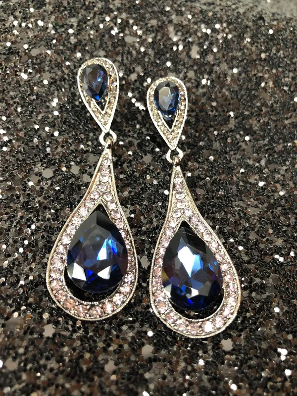 Navy Drop Earrings