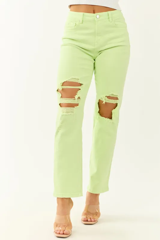 Neon Lime Straight Leg Jeans