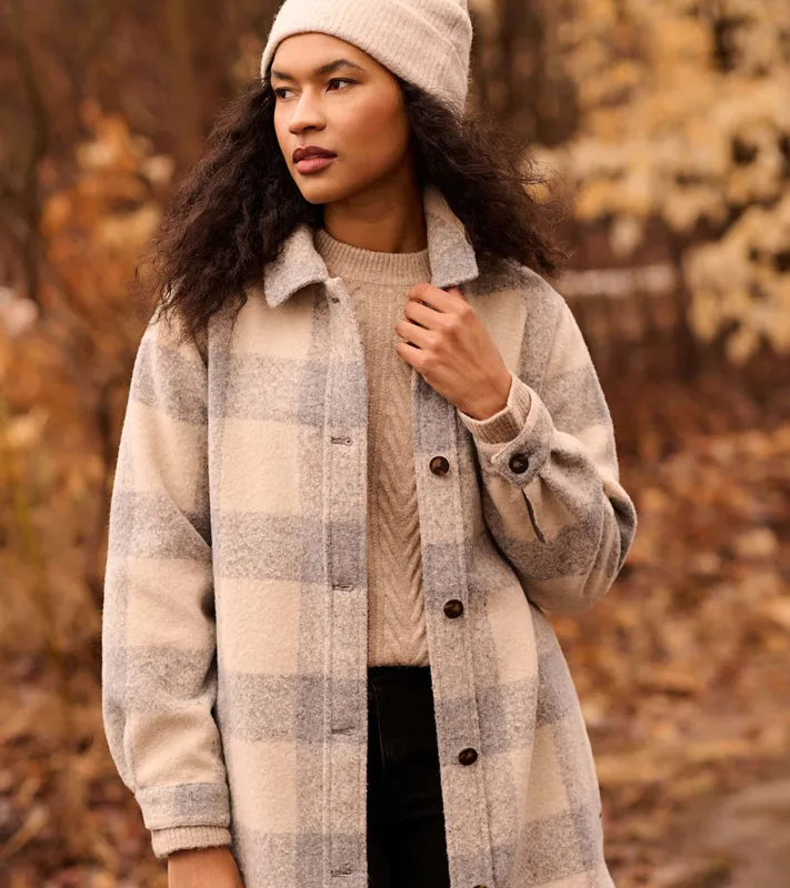 Neutral Plaid Heritage Overshirt