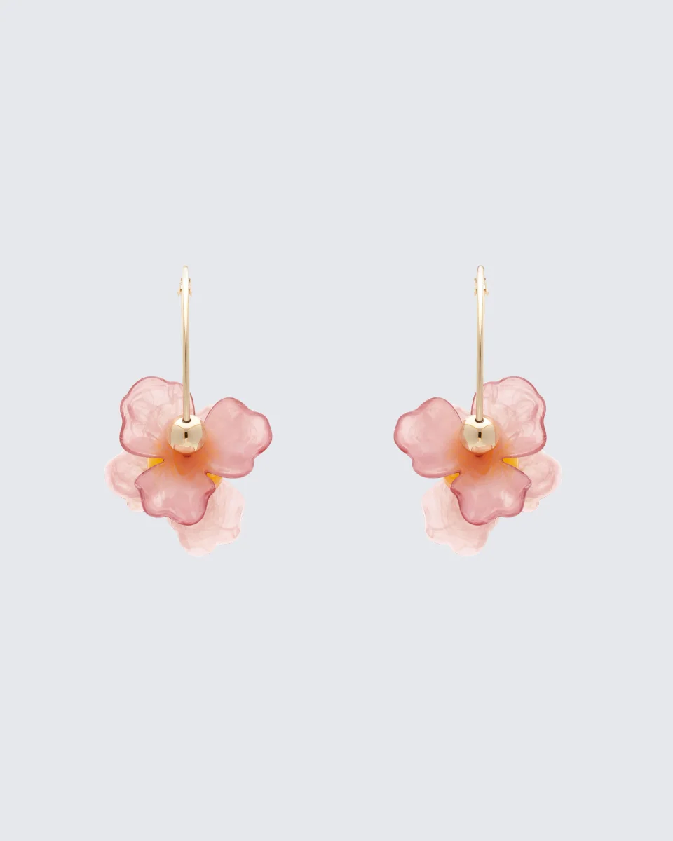 Neveah Pink Flower Hoop