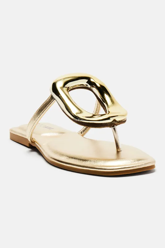 New Here Flat Sandals Gold