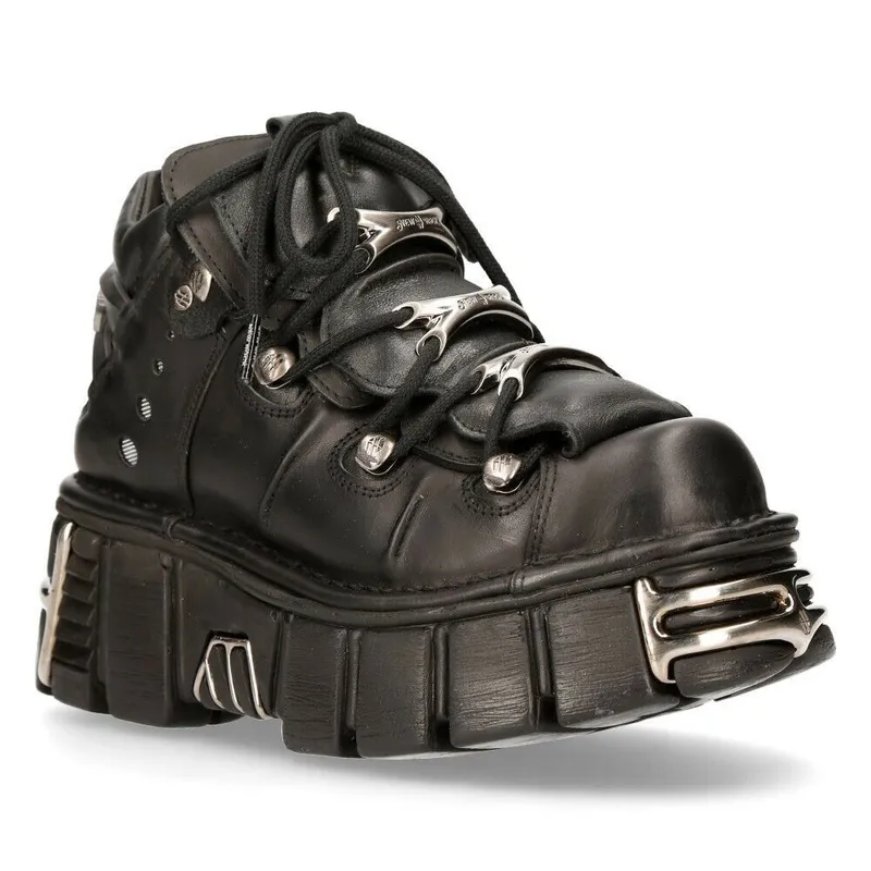 New Rock Black Gothic Ankle Boots-106-s1