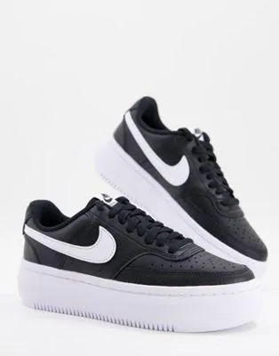 Nike Court Vision Alta Leather Sneakers In Black
