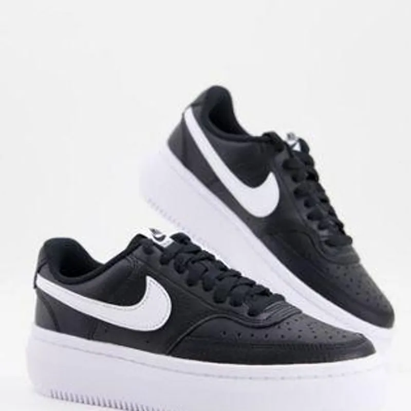 Nike Court Vision Alta Leather Sneakers In Black