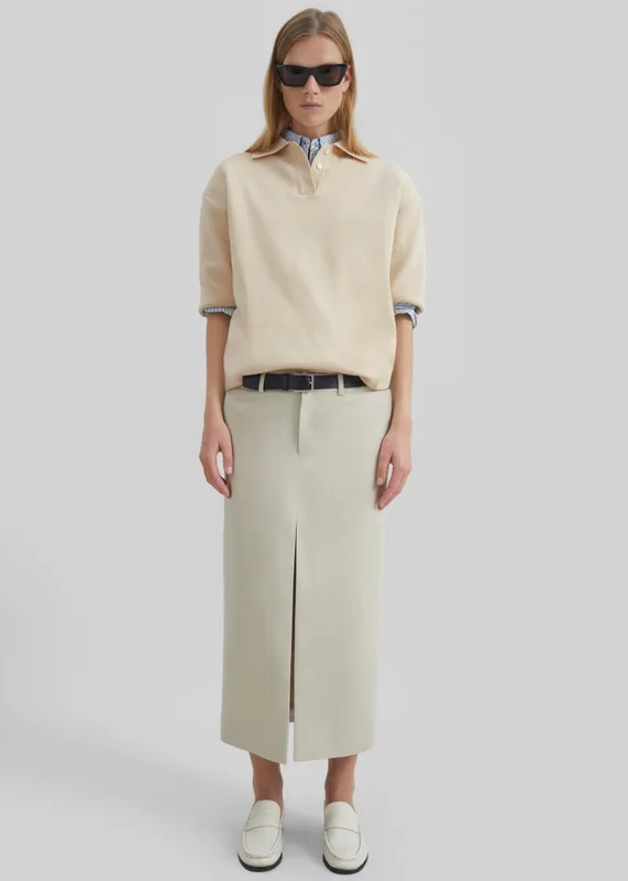 Nola Knit Polo Top Cream