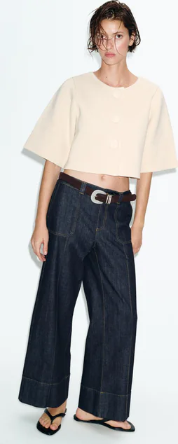 Cropped Knit Jacket