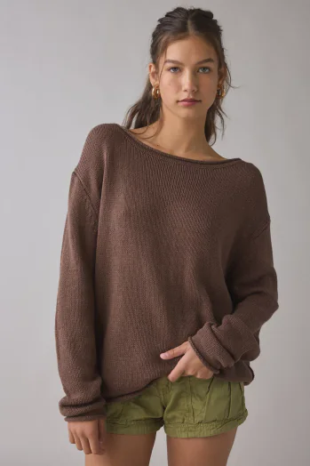 BDG Nola Cotton Blend Oversized Boatneck Sweater