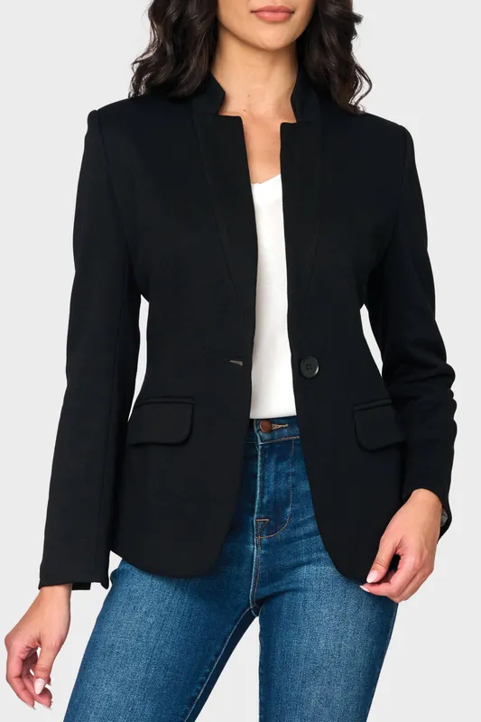 Notch Collar Blazer In Black