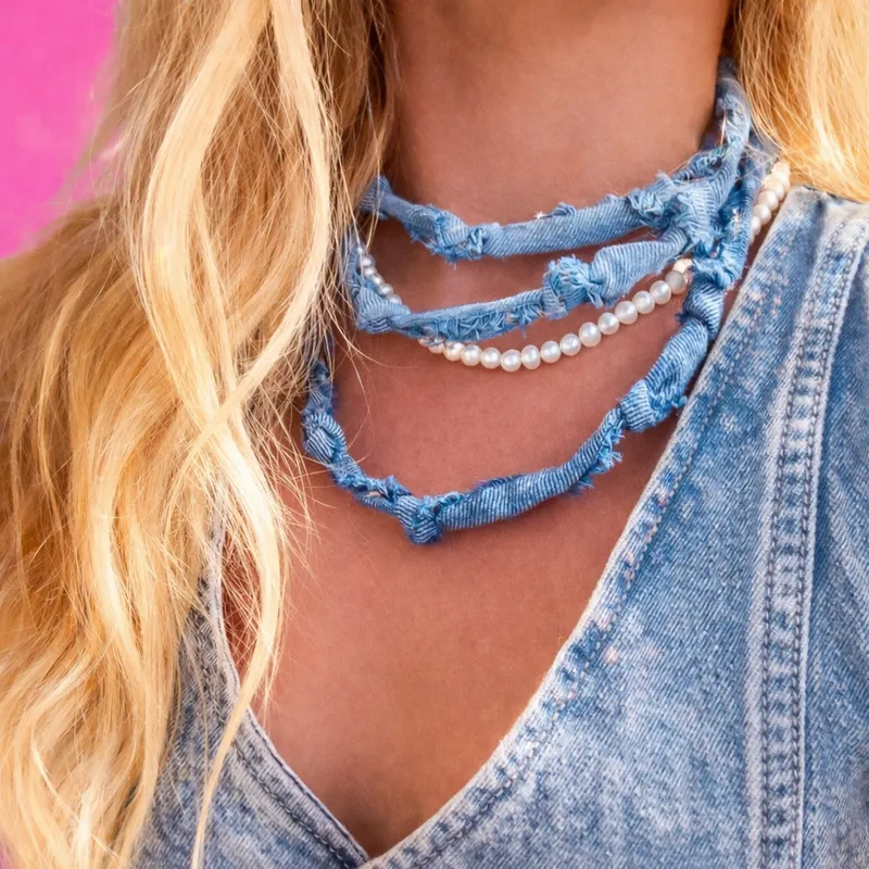 % Off~ Denim Blue Jean 🤍layering Necklace