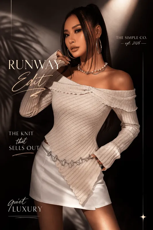 Off-shoulder Signature Knit Top – Minimal