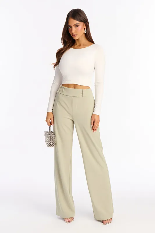 Office Tea Straight Leg Trouser Pant Sage