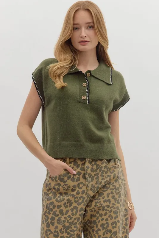 Olive Knit Top