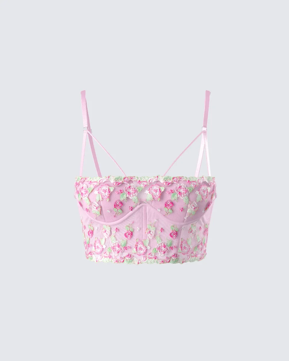 Olivia Pink Flower Corset