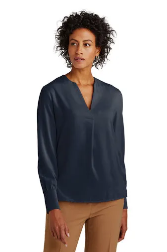 Open-neck Satin Blouse Night Navy