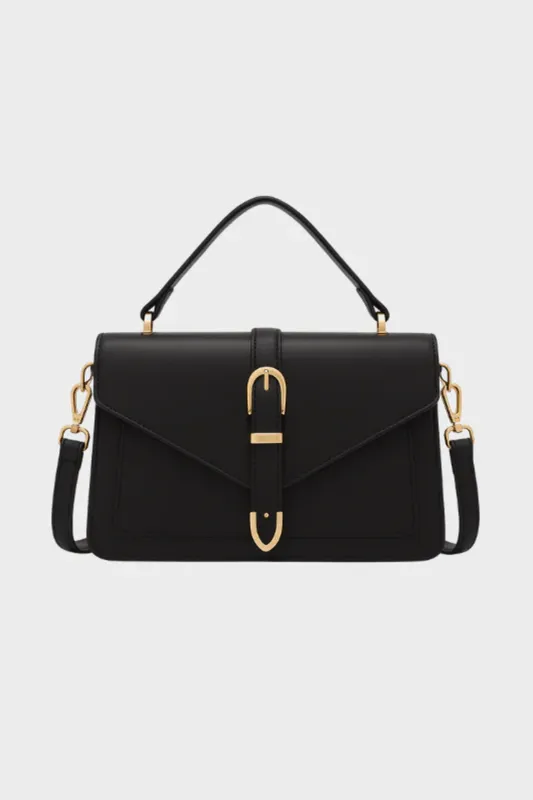Oversized Black Leather Travel Tote