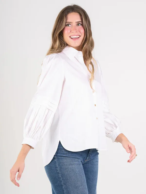 Oxford Blouse In White Cotton Poplin