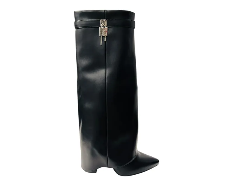 Padlock Details Knee High Fold Over