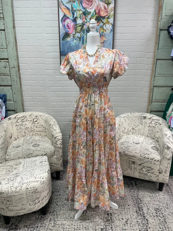 Pastel Floral Midi Dress