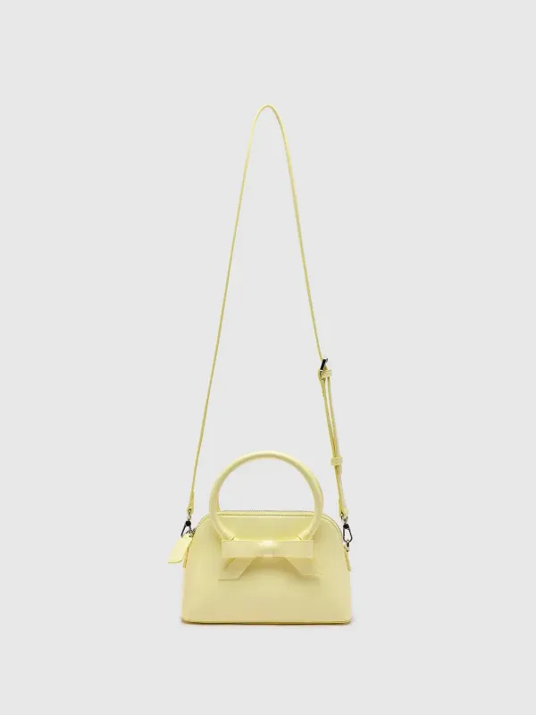 Crossbody Bag Pastel Yellow Leather Bow Satchel Crossbody Bags