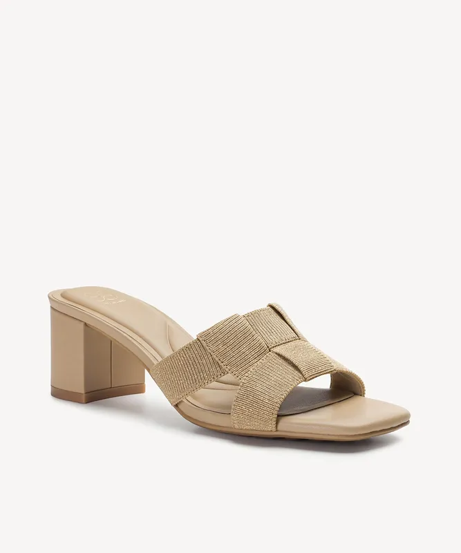 Pebblegrace Woven Block Heeled Sandal