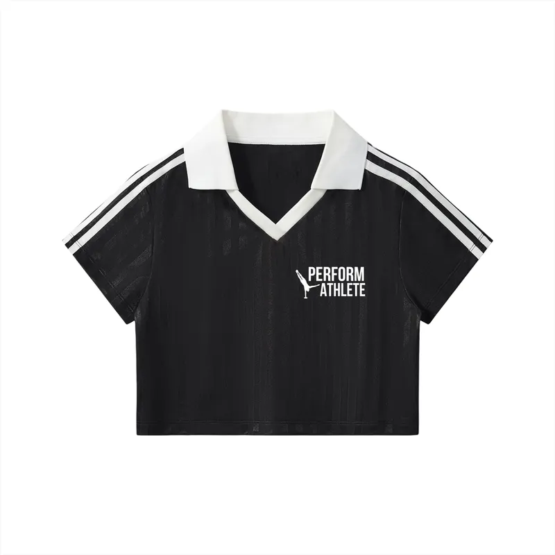 Perform Athlete Collar Striped Cropped Jersey
