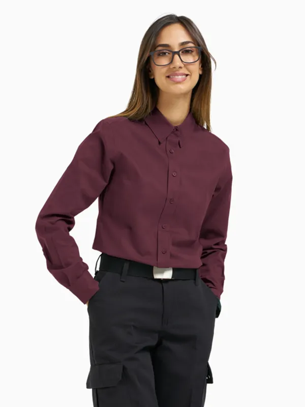Performance Button-down Long Sleeve Burgundy