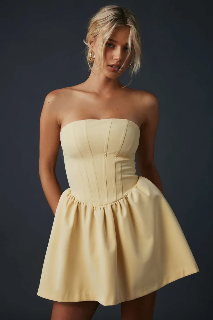 Sugar Plum Strapless Corset Mini Dress