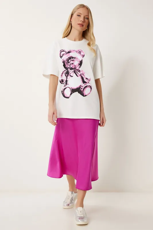 Pink Midi Satin Skirt