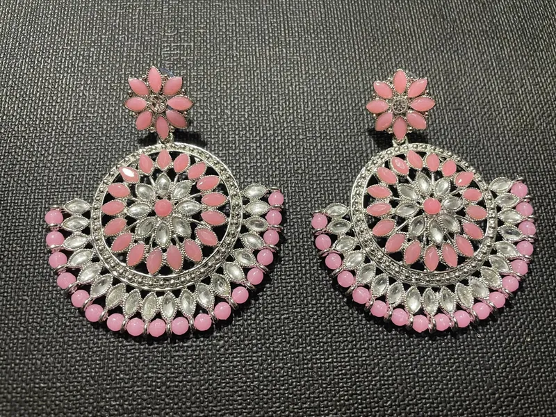 Pink Silver Earrings